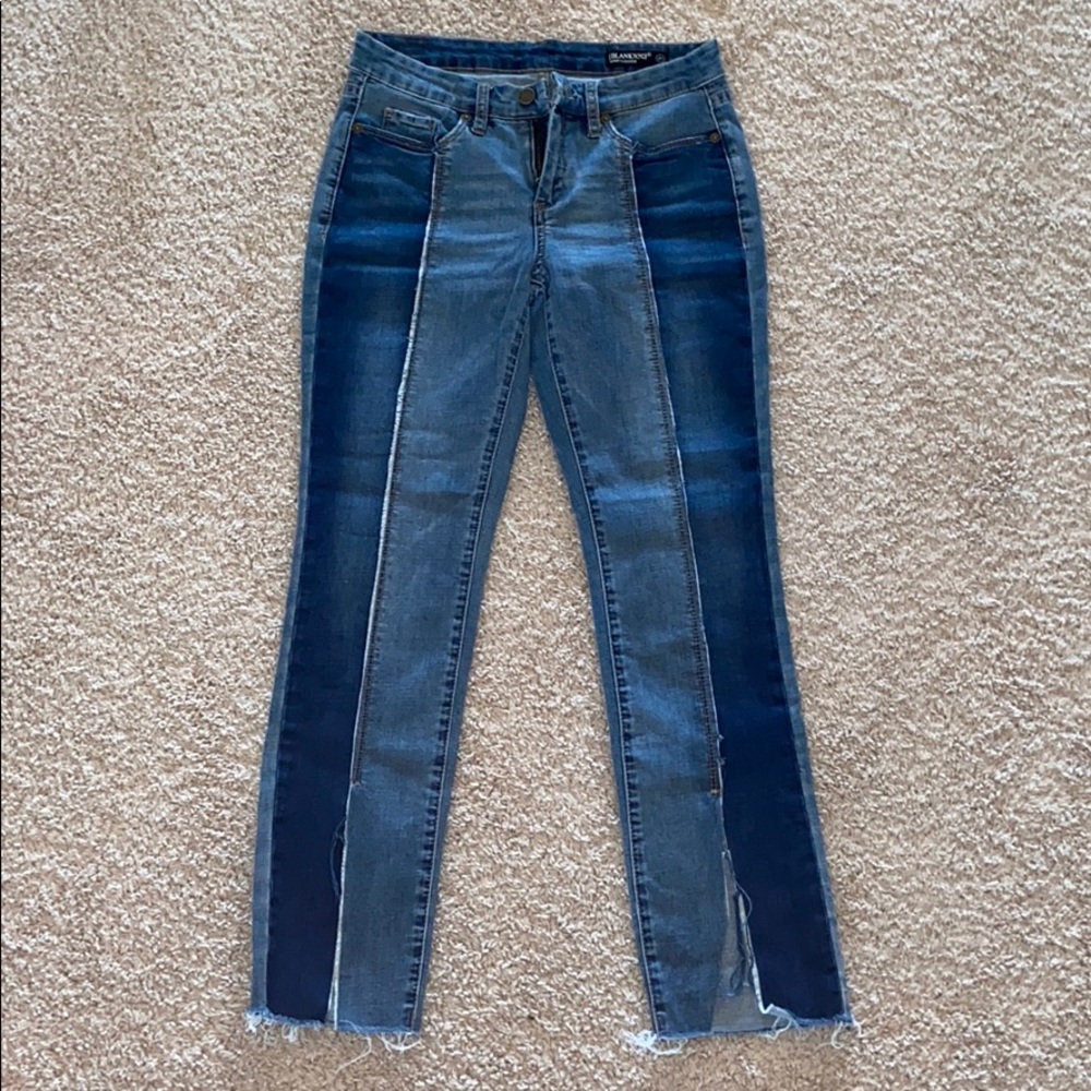 Color block skinny jeans